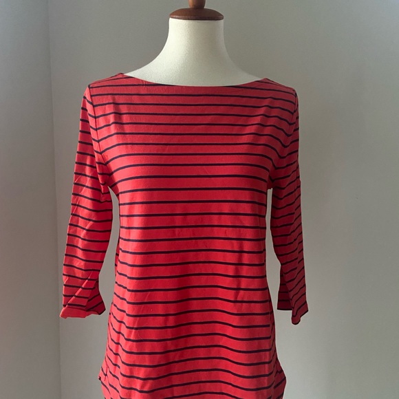 NWOT Joe Fresh cute cotton boatneck stripe t-shirt in red/navy, Parisian style - Picture 4 of 6
